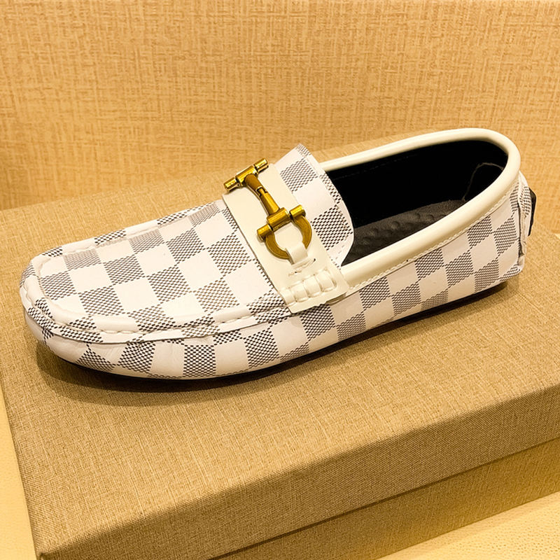 Mens Leather Loafers Non Slip Walking Flats Breathable Outdoor Slip on Casual Shoes for Male Work Office Driving Sneakers