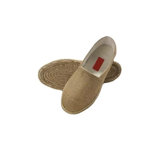 Drioshipping Natural Jute Rubber Sole Canvas Trendy Breathable Casual Sneakers White Shoes Espadrilles Shoes